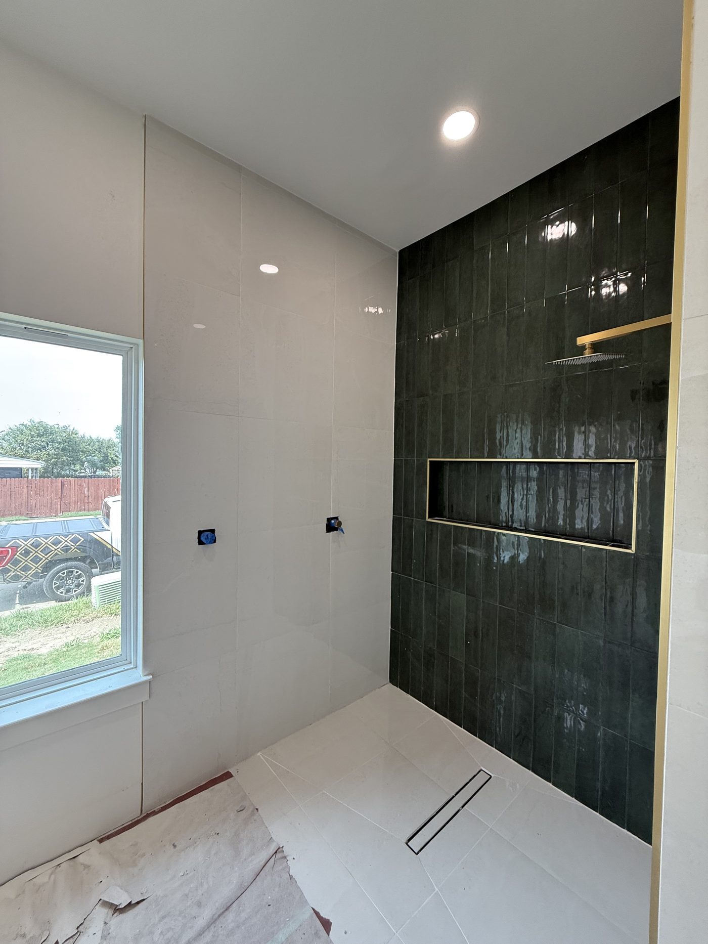 Black Zellige Accent Shower Wall