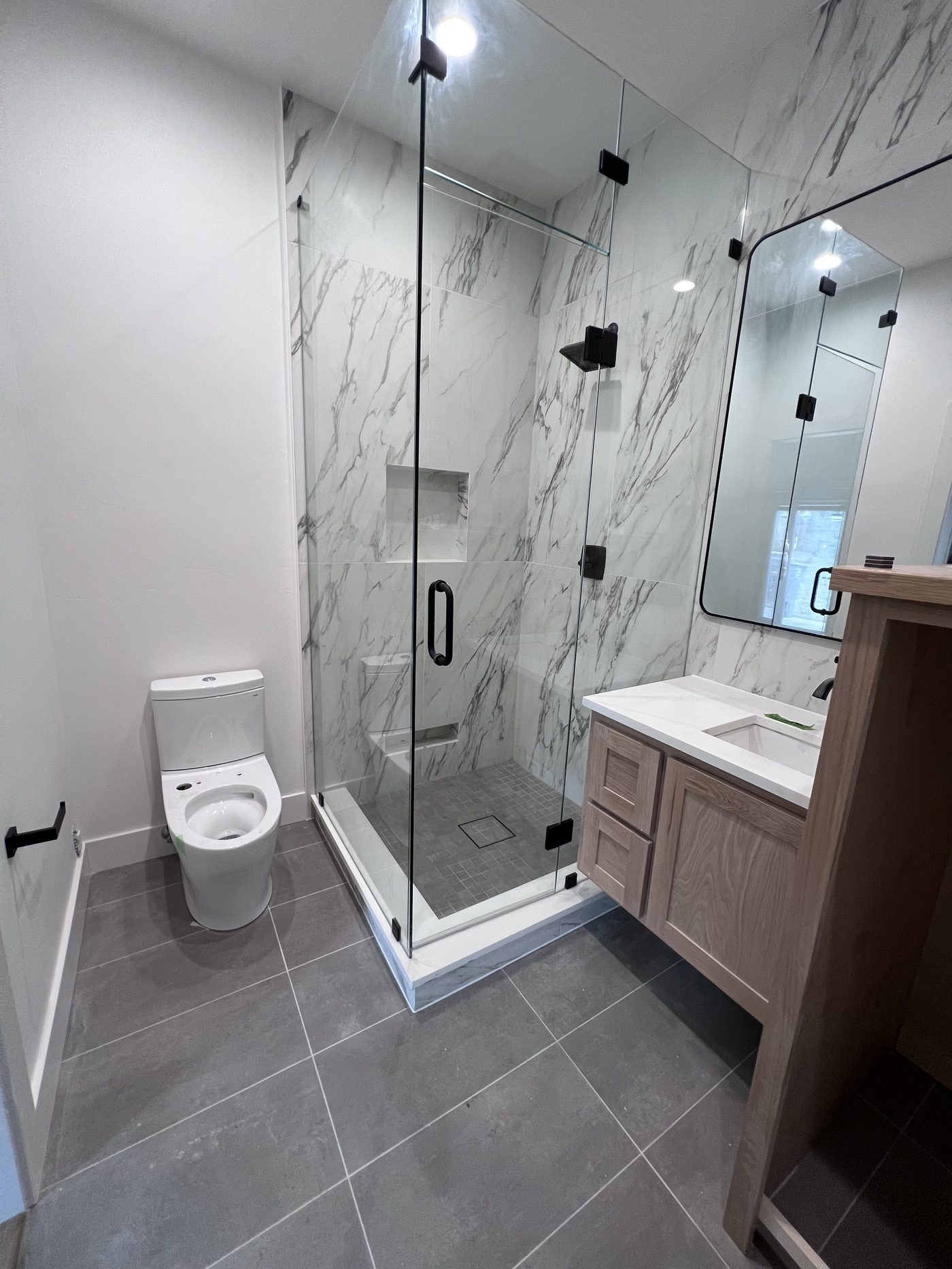Full Bathroom Remodel with Marble Shower